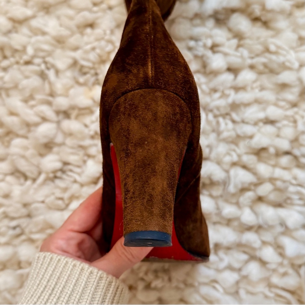 Christian Louboutin Brown Suede Heeled Boots - Picture 9 of 12